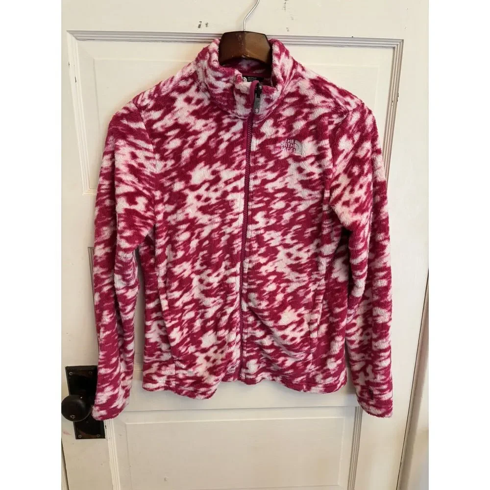 The‎ North Face Girls Osolita Full-Zip Jacket Pink White Fleece XL 14/16